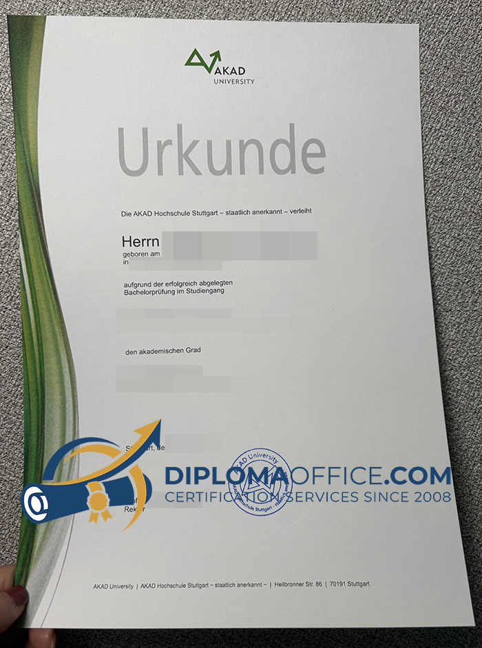 Akad University Urkunde
