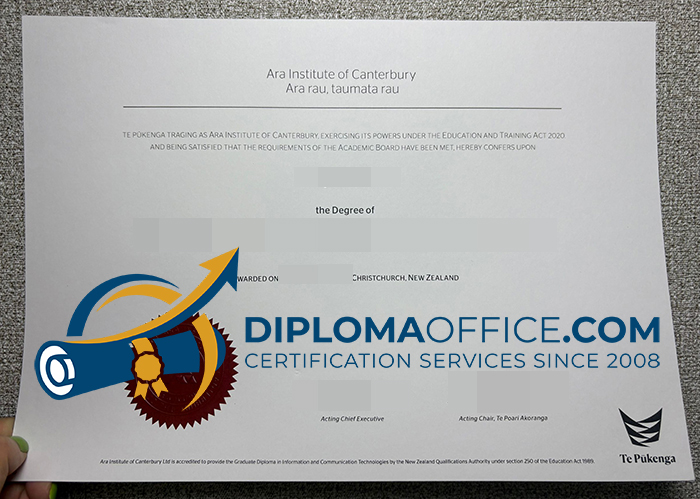 Ara Institute of Canterbury diploma