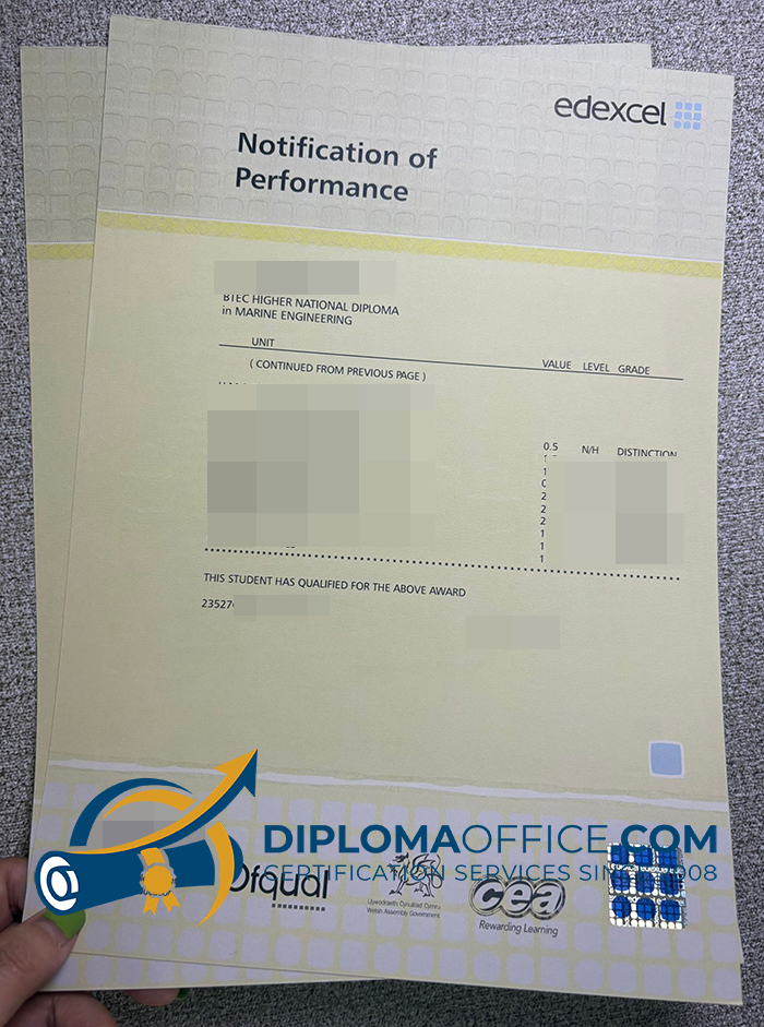 BTEC HND transcript