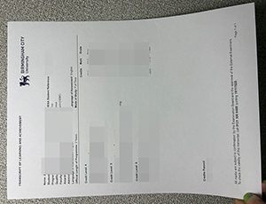 Birmingham City University transcript copy