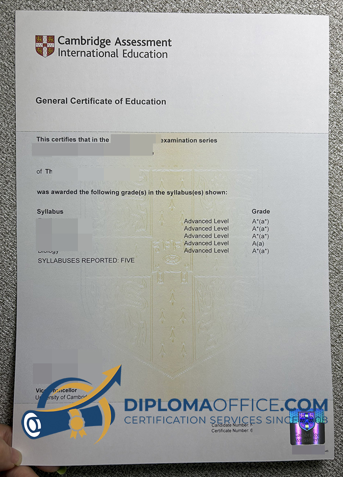 Cambridge A Level Certificate