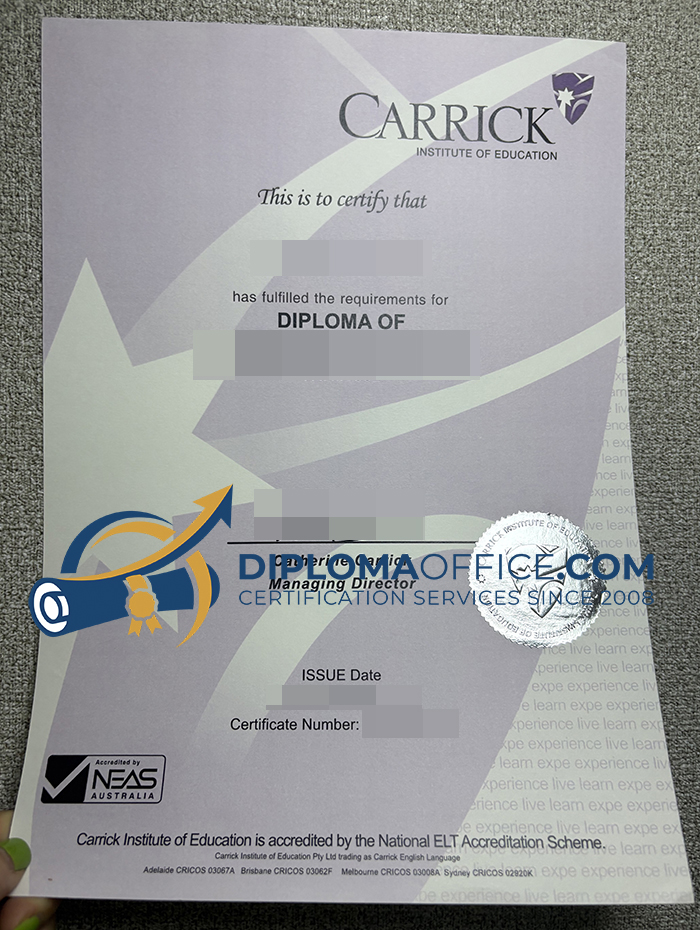 Carrick Institute of Education diploma