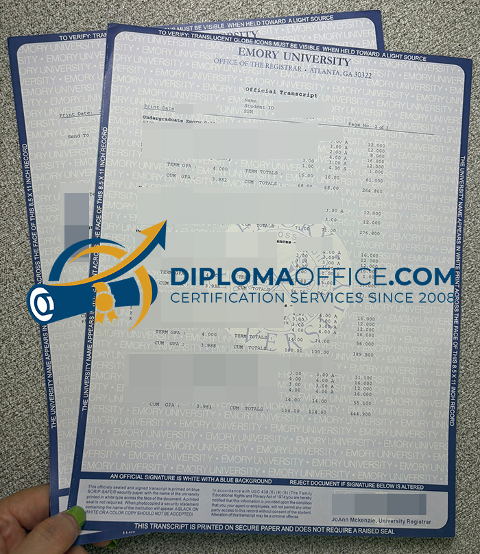 Emory University transcript