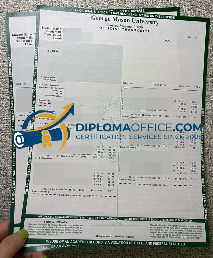George Mason University transcript