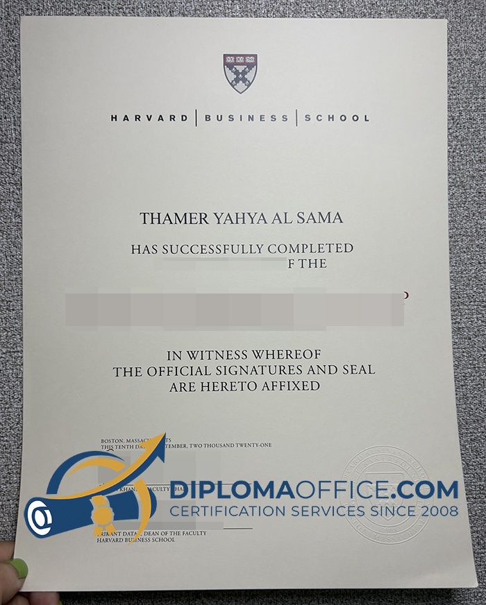 Harvard Business School diploma