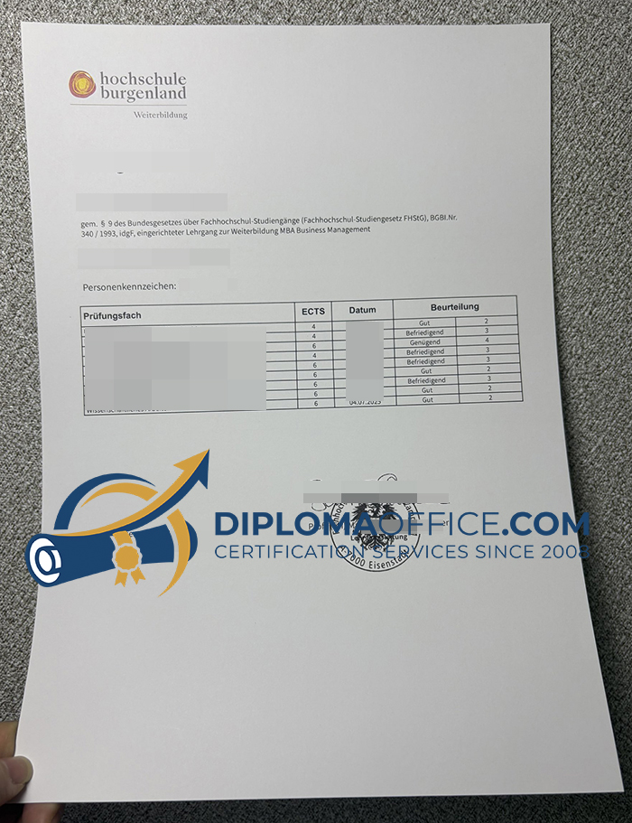 Hochschule Burgenland transcript