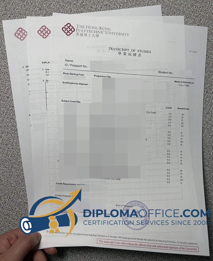 Hong Kong Polytechnic University transcript
