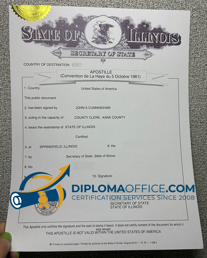 Illinois Apostille Certificate