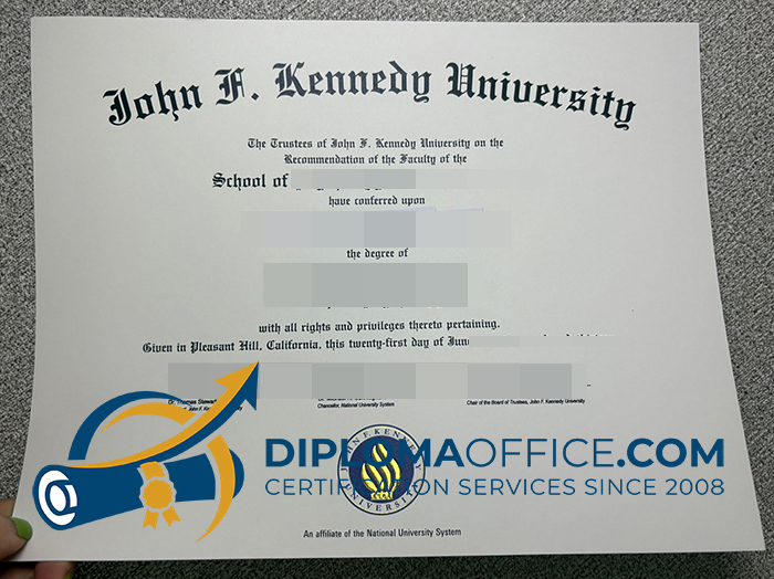 John F Kennedy University diploma