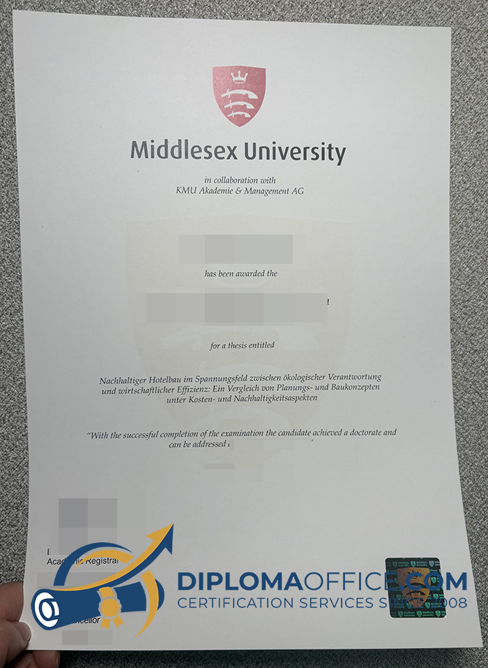 Middlesex University diploma