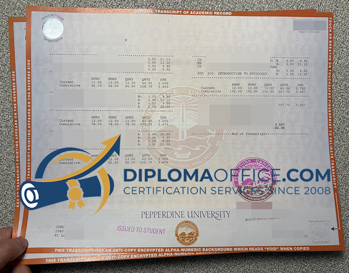 Pepperdine University transcript