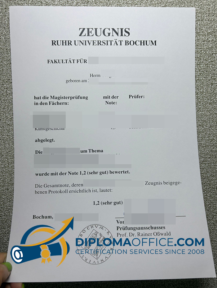 Ruhr-Universität Bochum Zeugnis