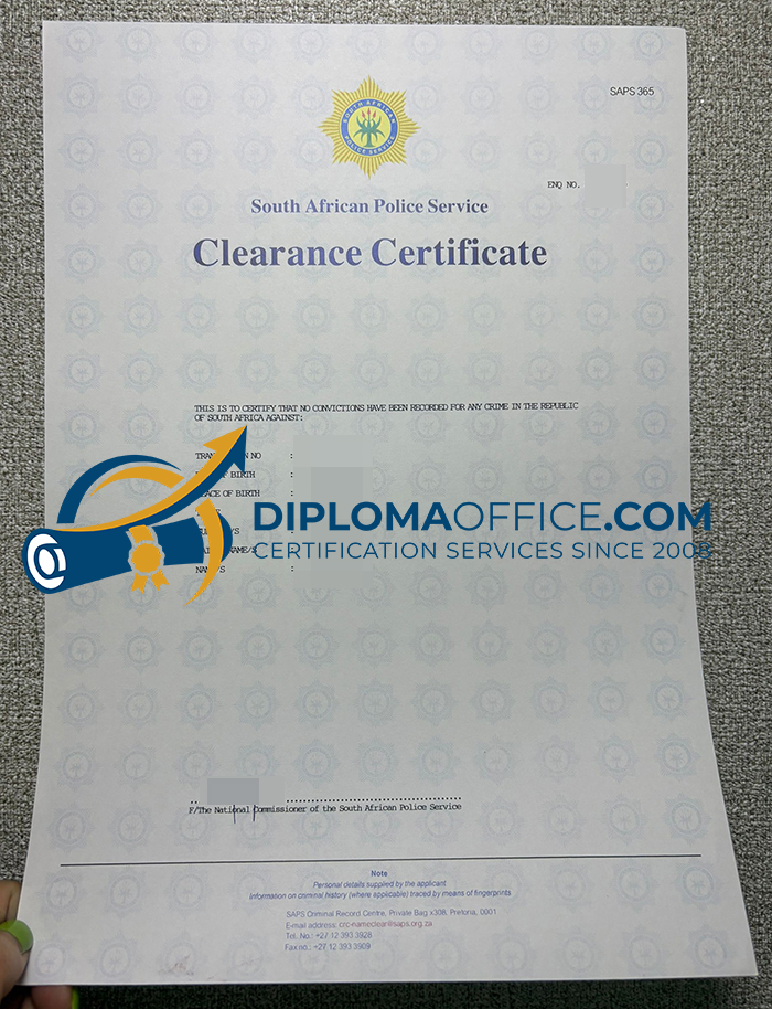 SA Police Clearance Certificate