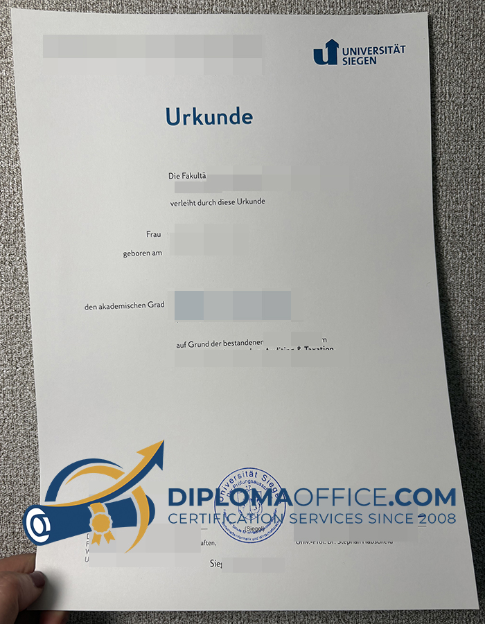 Universität Siegen Urkunde