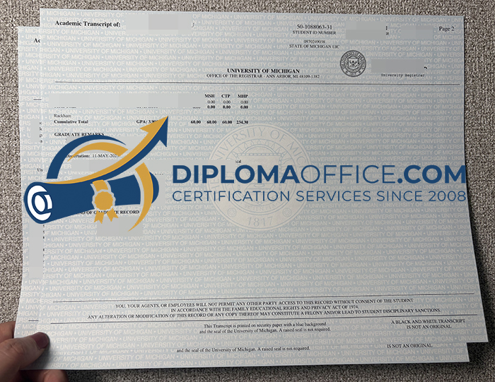 University of Michigan transcript