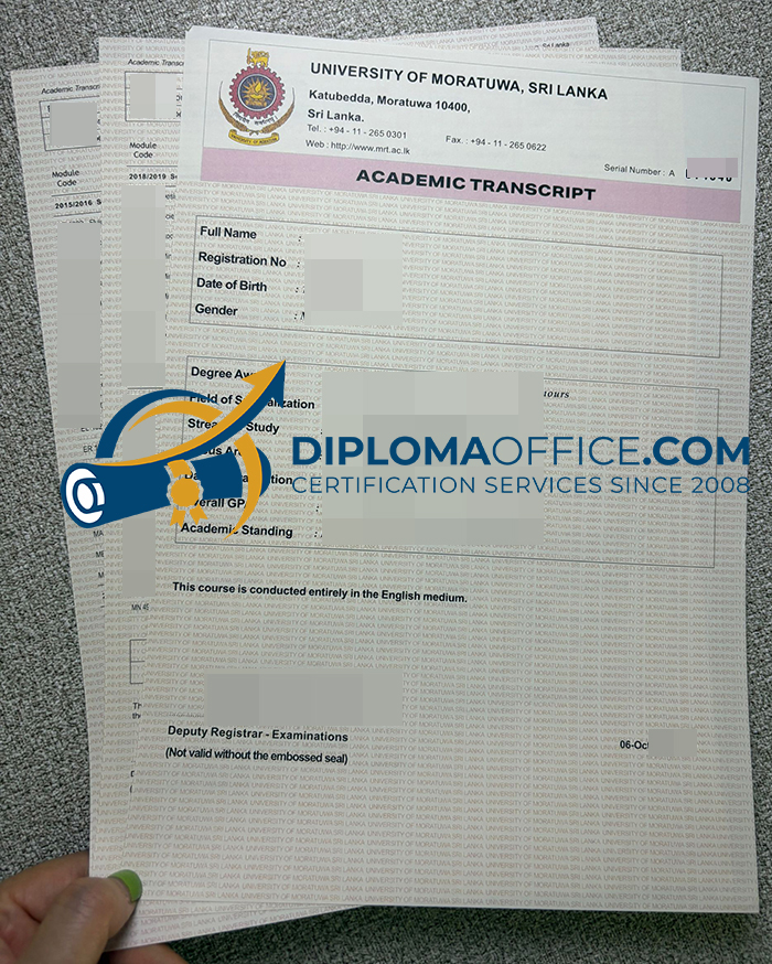 University of Moratuwa transcript
