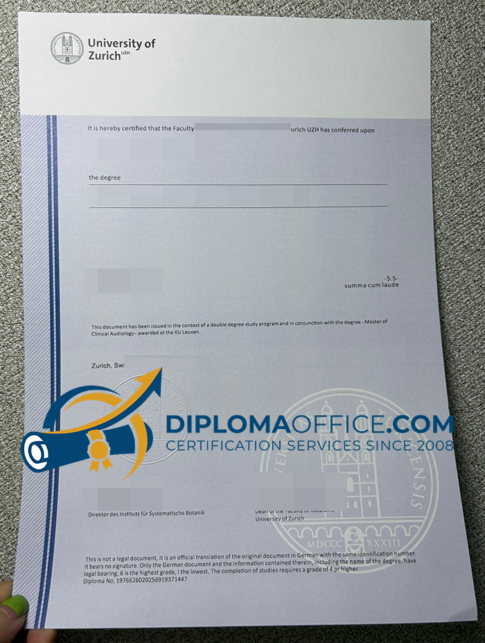 University of Zurich diploma