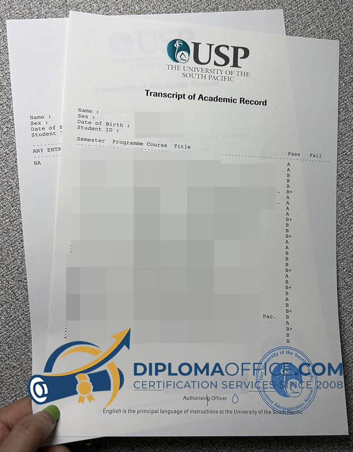 University of the South Pacific transcript