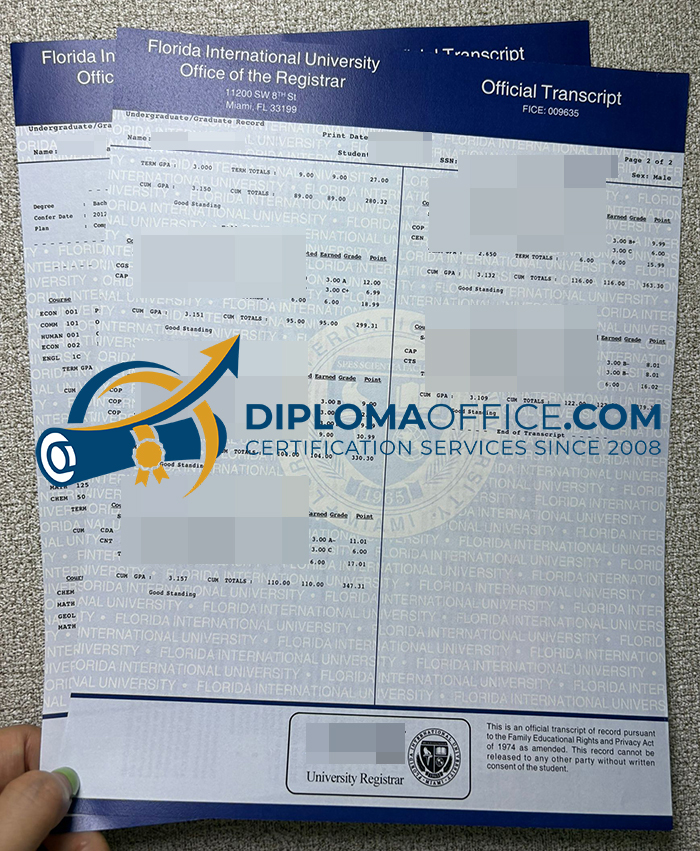 Florida International University transcript
